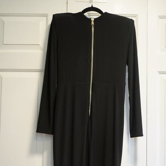 Zhivago Padded Shoulder Gold Accented Dress - Picture 13 of 15